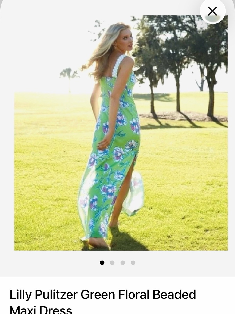 Lilly Pulitzer Green Floral Maxi Dress with Pink & Blue Accents